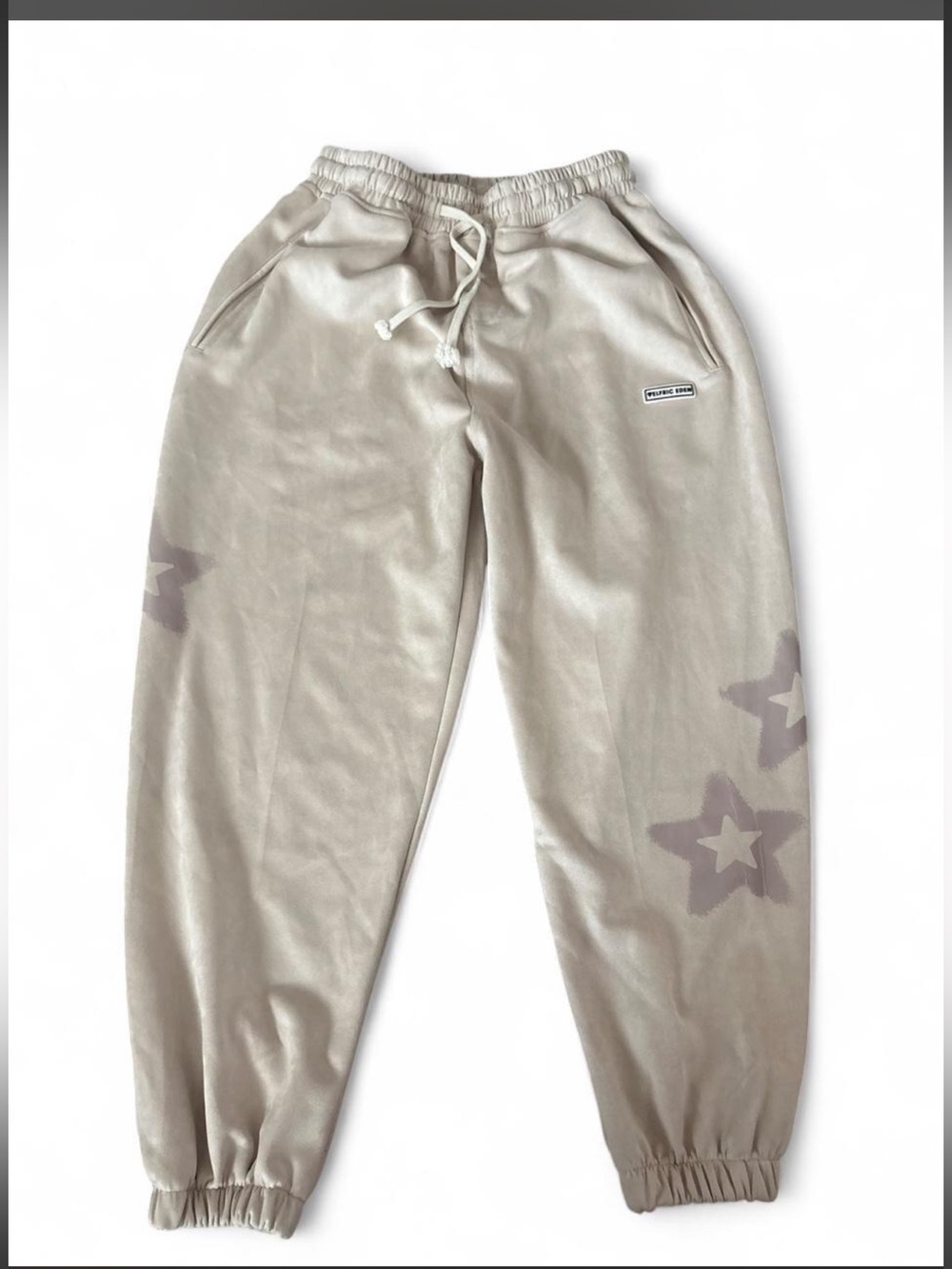 Aelfric Eden Beige Star-Print Jogger Sweatpants